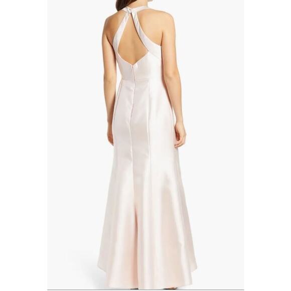 Alfred Sung Halter Satin Trumpet Gown - Picture 2 of 12